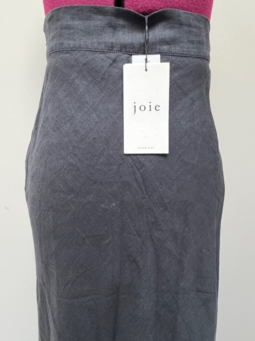 NWT Joie "Aryanna" Caviar Black Linen Midi Skirt - Size 0 - Picture 3 of 8